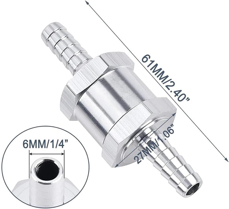 Superall 6mm 1/4" Fuel Non Return One Way Check Valve for Petrol Diesel Fuel Oil Water Aluminium Alloy Accessories - Image 2
